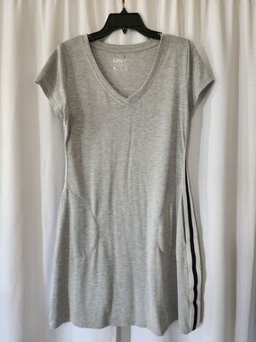 Marc New York Heather Gray V-Neck Knit Dress with Side Stripes